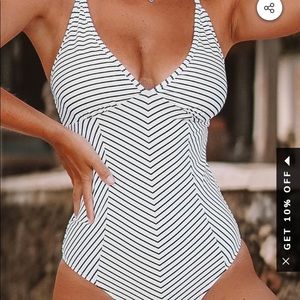 NWT Striped V-Neck One Piece